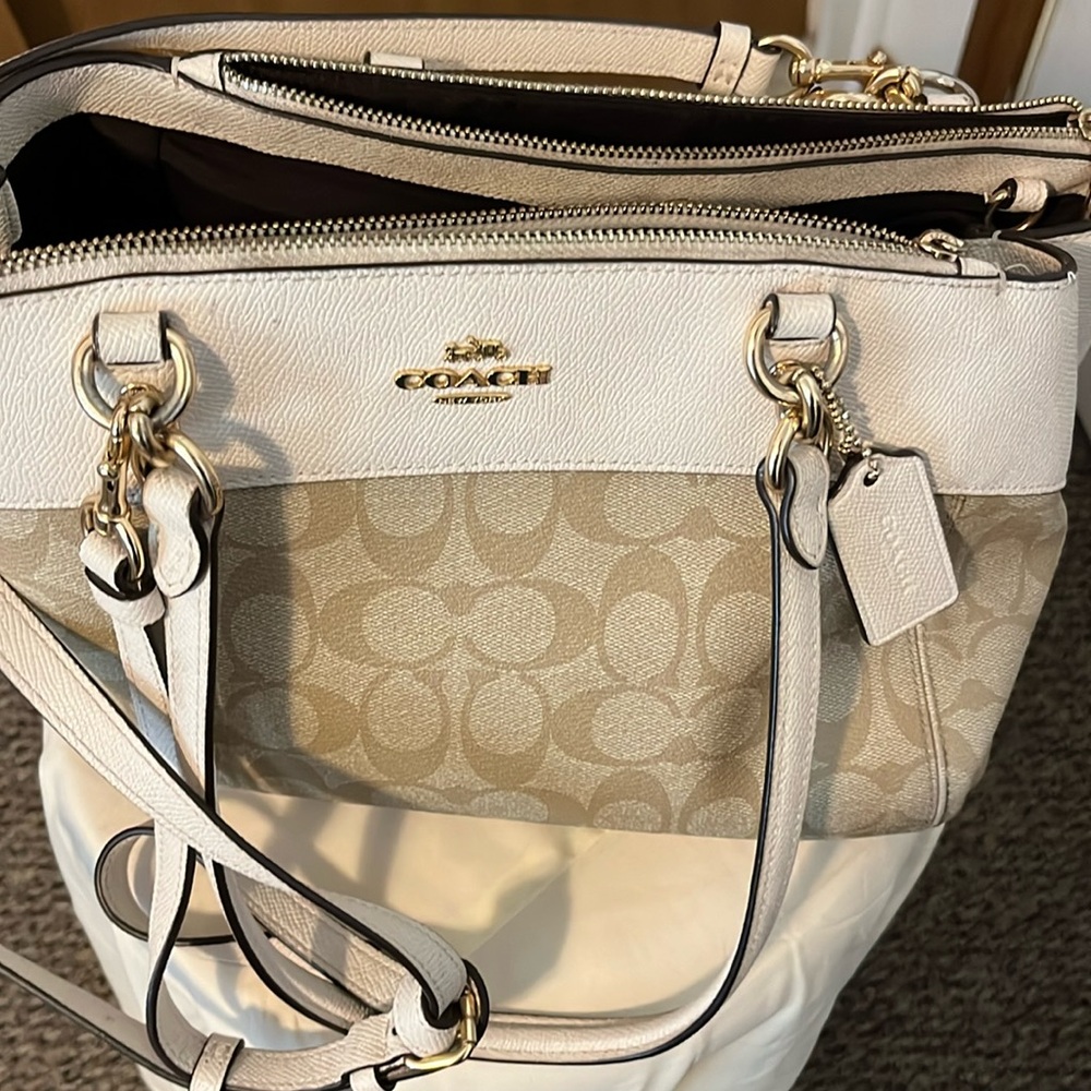 Coach Beige and White Crossbody Bag